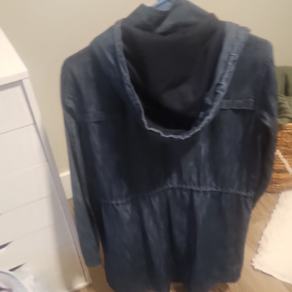 Old NAVY Chambray Dark Blue Hooded Jacket - Picture 3 of 3